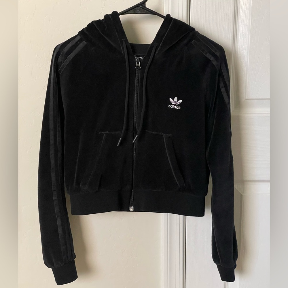 Adidas CROP FZ HOOD VELOUR JACKET
